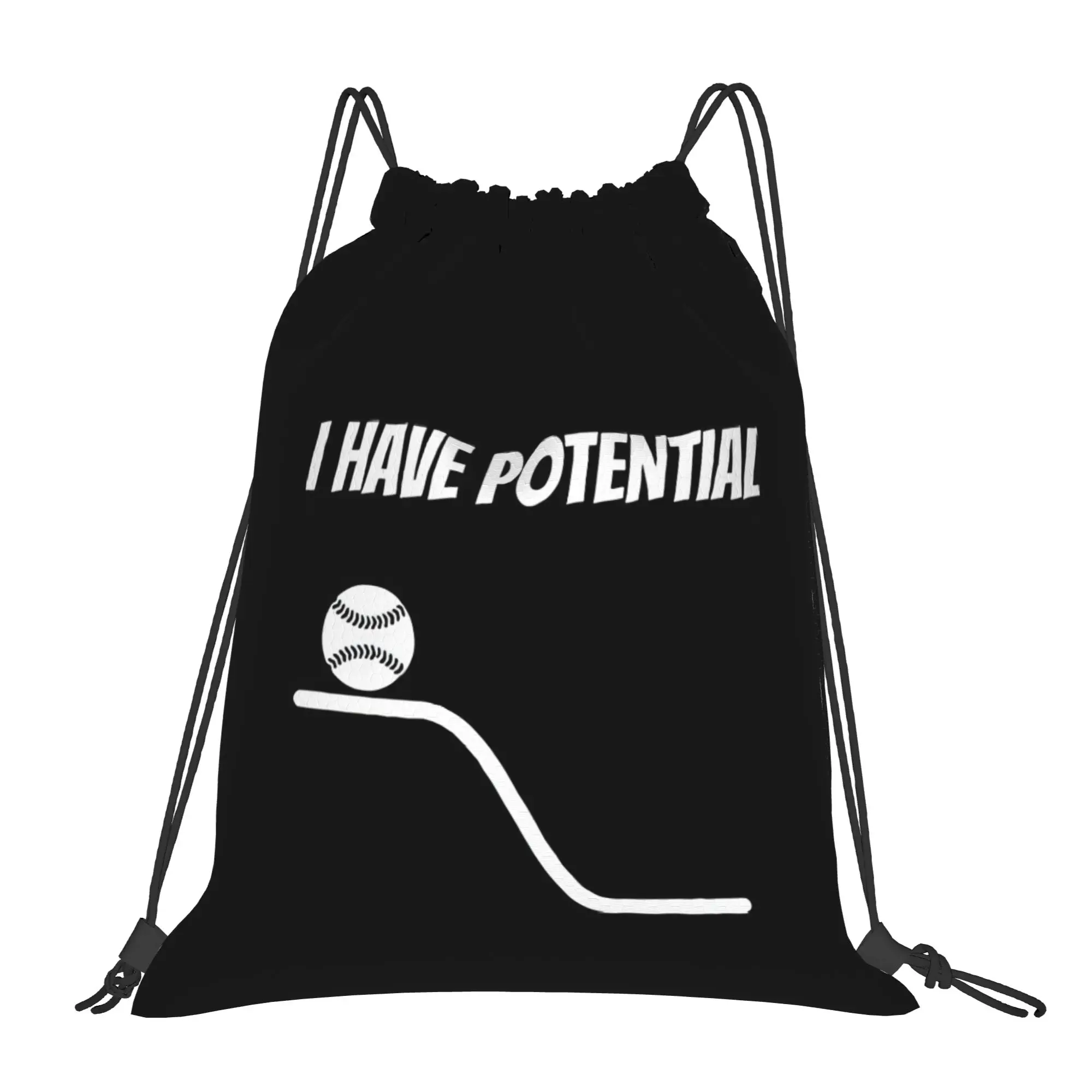 I Have Potential, With Baseball Ball    Physics Joke  Drawstring Bags Shopping Unisex Storage Organize Bundle Pocket Rope Bag