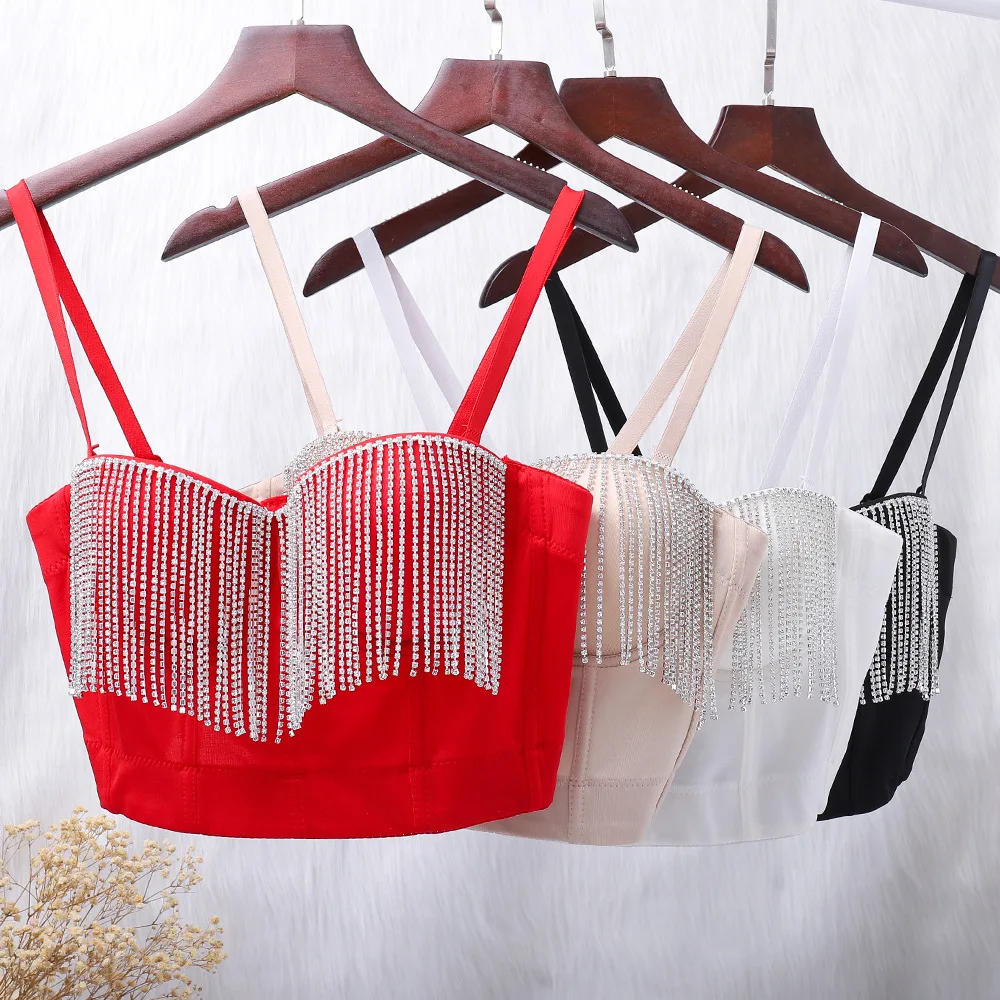 

Женское нижнее белье для танца живота с кисточками и ромбовидной цепочкой по индивидуальному заказу, короткая верхняя одежда с открытой спиной и ремешком, костюм для выступлений