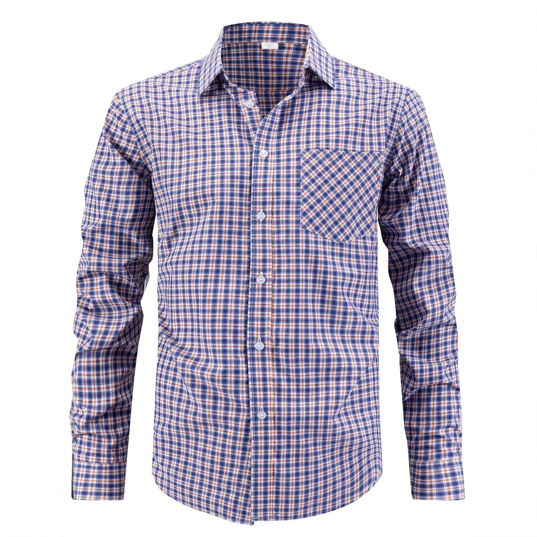 Camicia da uomo nuova Camicia da pendolare business casual con risvolto scozzese