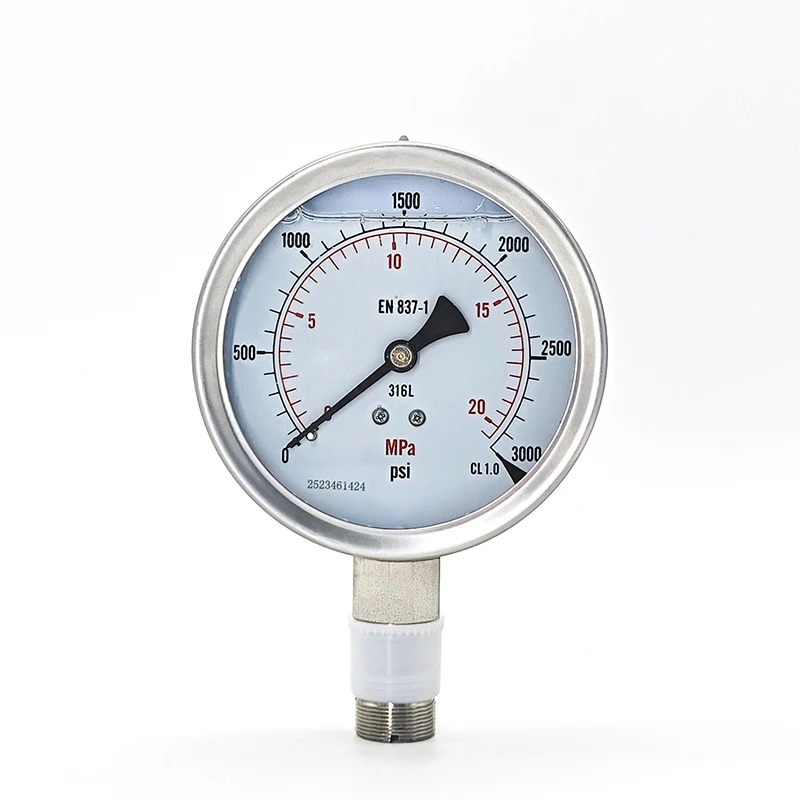 

300bar Manometer 304/316 Stainless 1/4 Thread Glycerine Filled High Accuracy Pressure Gauge
