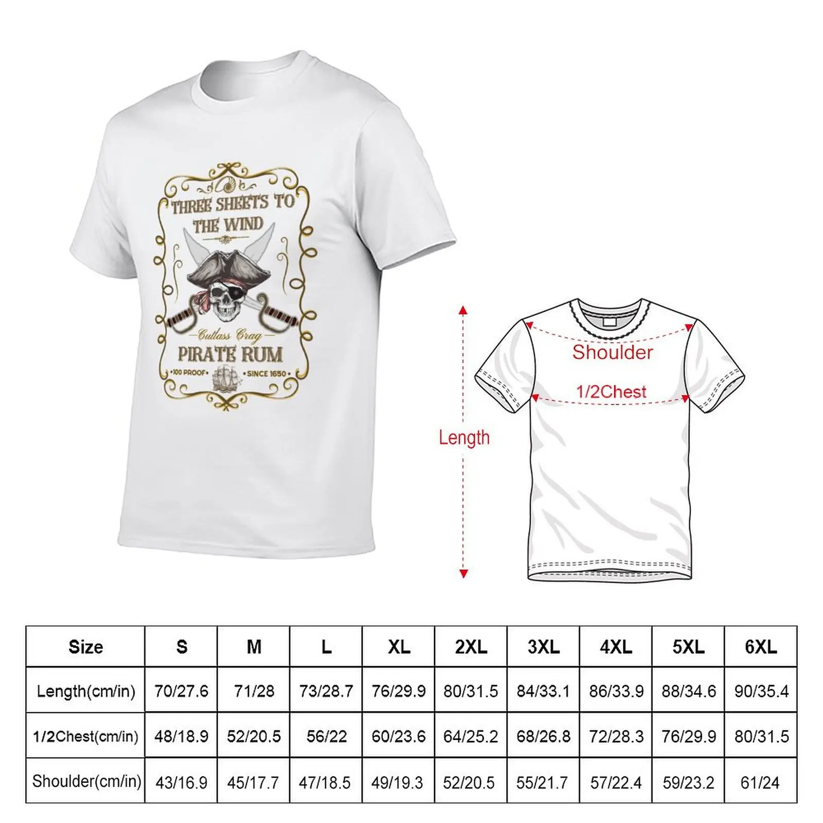 Pirate Rum design Three Sheets to The Wind T-Shirt t shirt man designer mens graphic t shirts T-Shirt