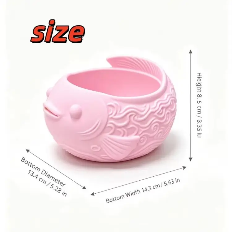 Pink Cute Little Fish Storage Bowl Made of Petg with a Matte Texture and Embossed Wave Pattern, Large Capacity, Wide Opening, Multi-Purpose Desktop Storage Container, Also Serving as a Small Fish-Shaped Pen Holder, Makeup Brush Holder, Jewelry Tray, Can Hold Jewelry, Hair Accessories, Stationery, Small Items, Suitable for Dressing Tables, Bathroom Countertops, Office Desks, Study Tables, Cute Animal-Shaped Desktop Decoration, Home Decor for Girls' Rooms, Creative Gift for Women and Girls view 2