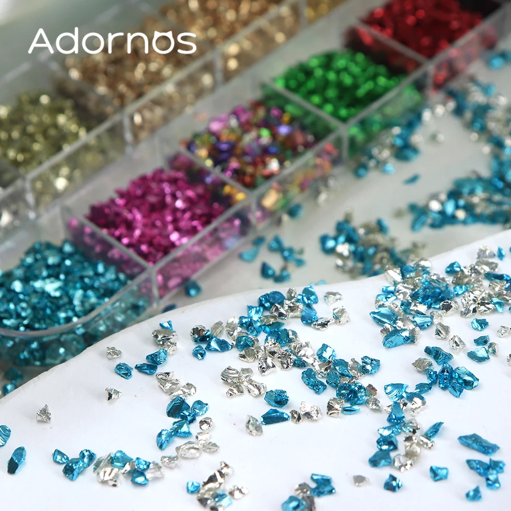 12 Grids/Box Metallic Color Crushed Stones Epoxy Resin Molds Filling Irregular Glass Crystal  Stone DIY Crafts Keychains Making