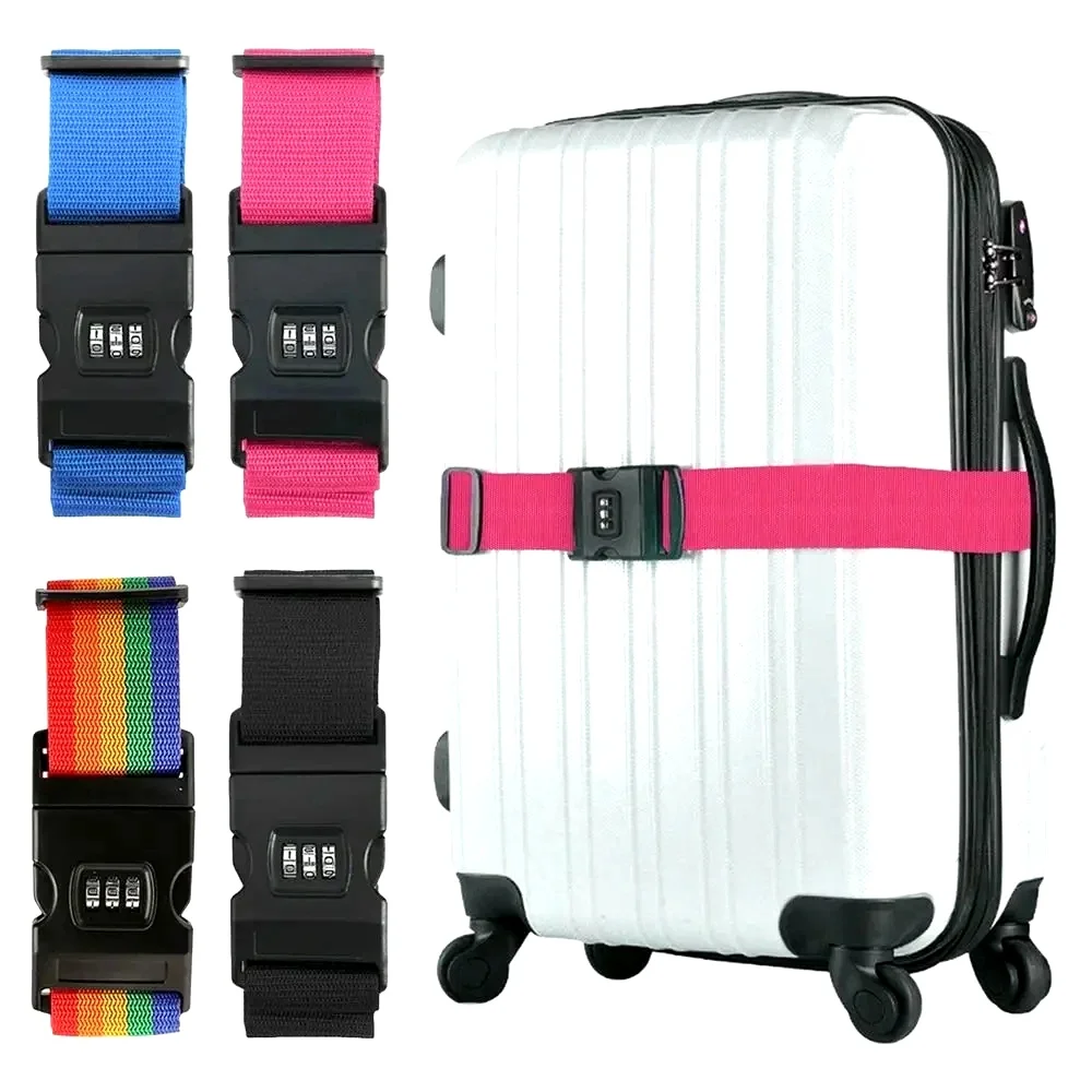 Adjustable Luggage Belts Strong Elastic Extra Safety Travel Suitcase Luggage Baggage Security Straps Tie Belt Carry On Straps