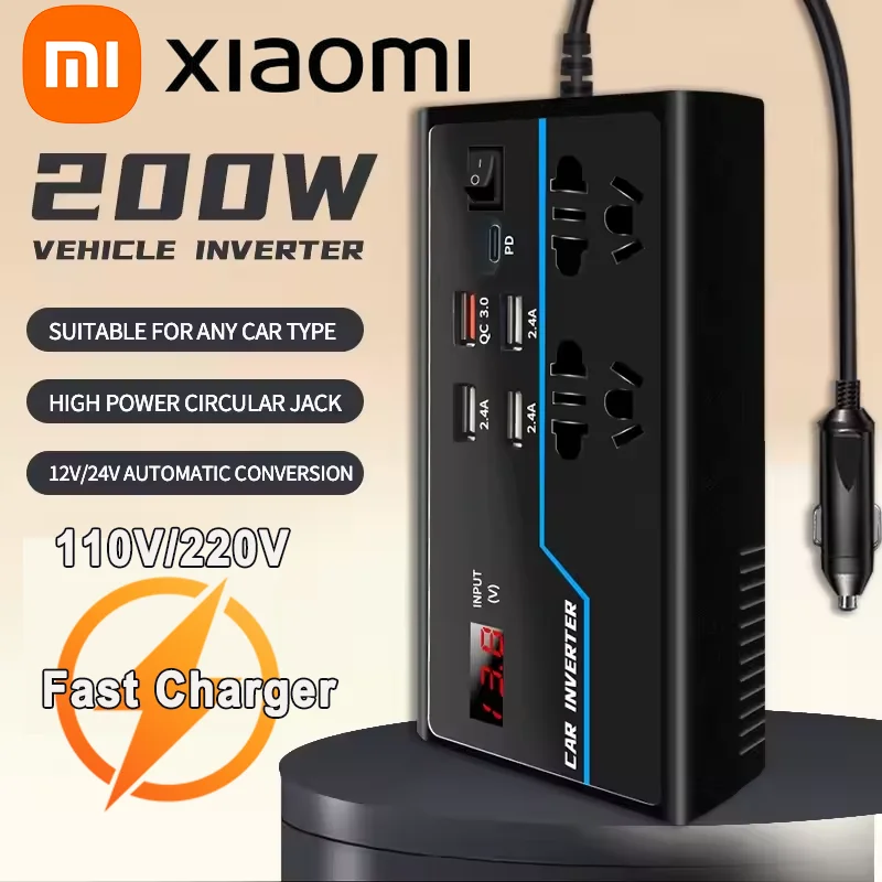Xiaomi Vehicle Inverter G9 Converter 12V / 24V to 110V/220V Type-c Fast Charger Socket Cigarette Lighter Auto Parts  Electrical