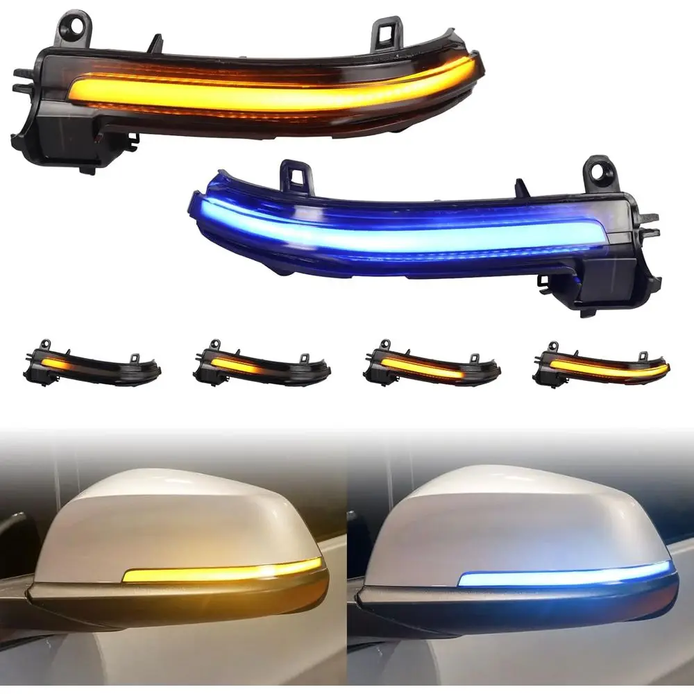 

Sequential Amber Bule LED Side Mirror Turn Signal Lights or 1 2 3 4 Series I3 30 20 21 22 23 31 32 33 35 36 80 82 E84 Rearview M