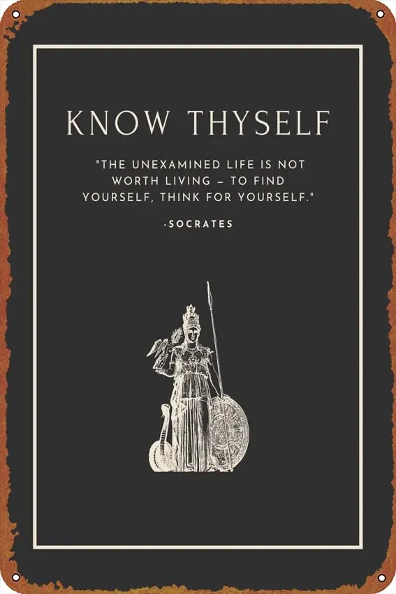 s Know Thyself Self-Improvement Posters Tin Signs Retro Metal Movie Tins for Bar Pub Home Cafes Wall Decor, 8X12 Inch (20X30 CM)