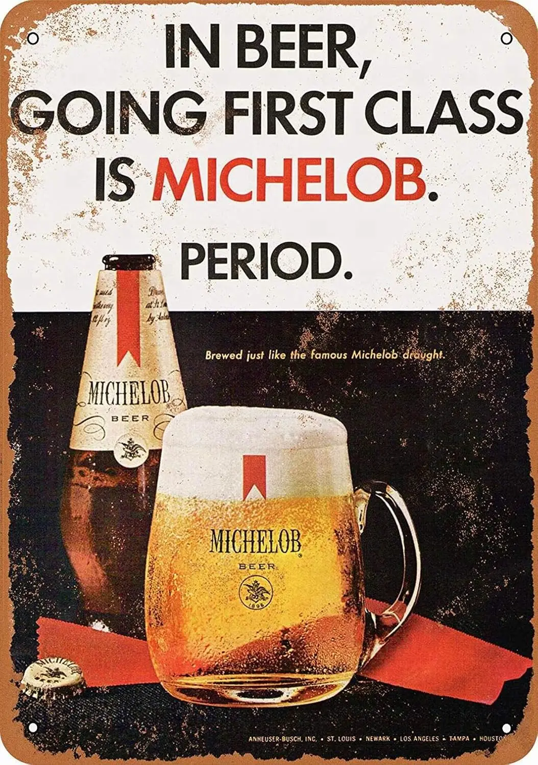 Y1, LETRERO METÁLICO - Decoración de pared vintage de cerveza Michelob - Aluminio