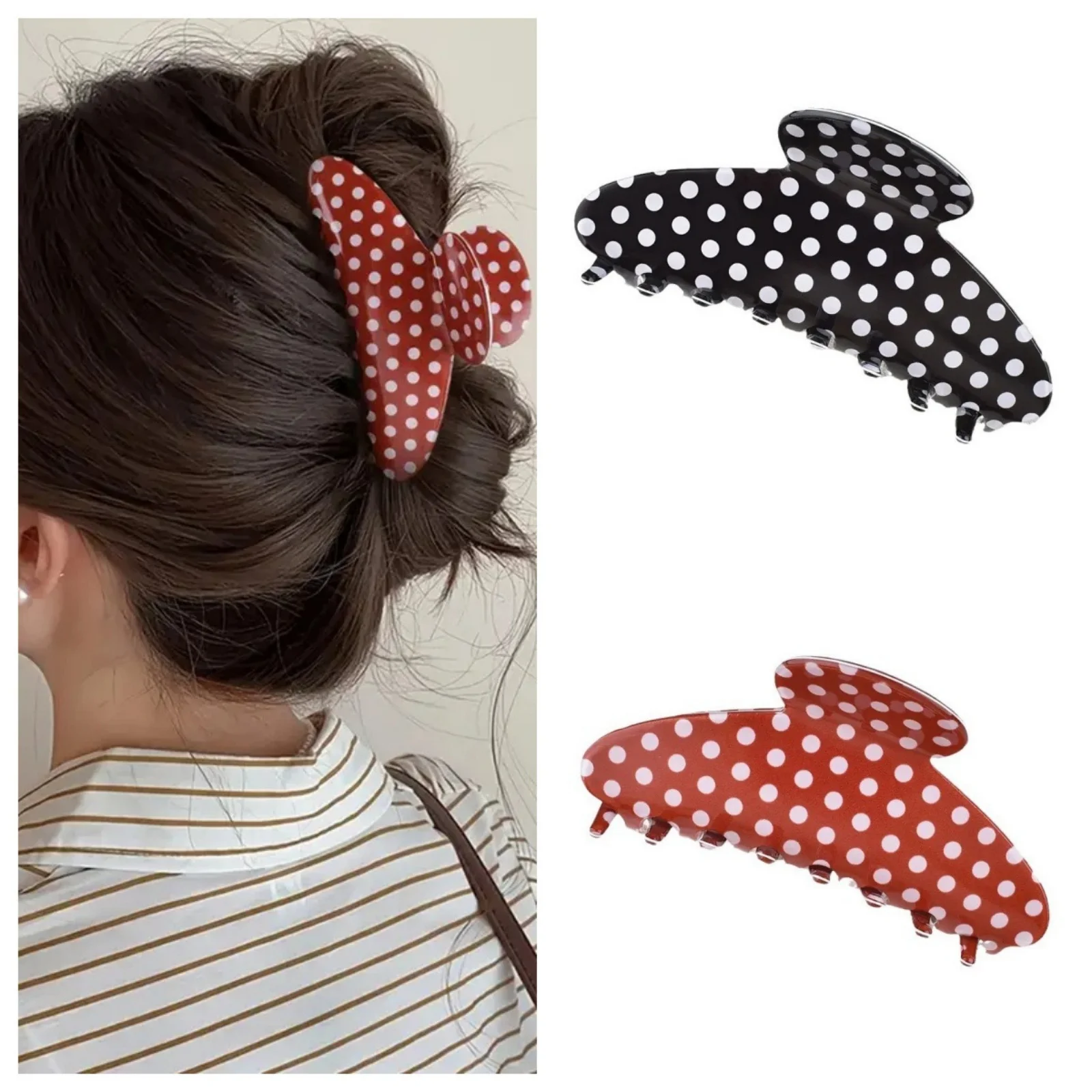 

1 шт., заколки для волос в горошек, большие милые аксессуары для волос для женщин, идеально подходят для заплетий