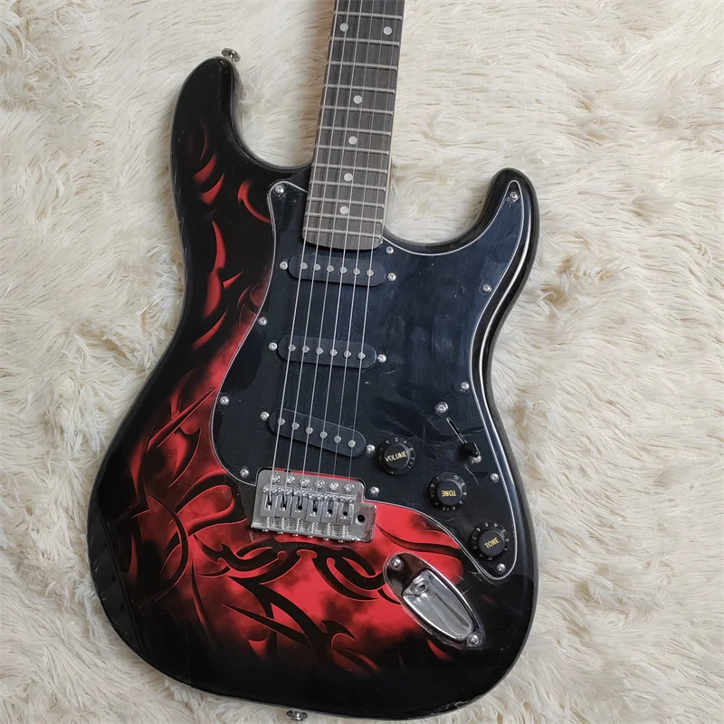 Electric Guitar with Water Transfer Printing, 6 String Varnish, Can Be Customized Color, Classic Production