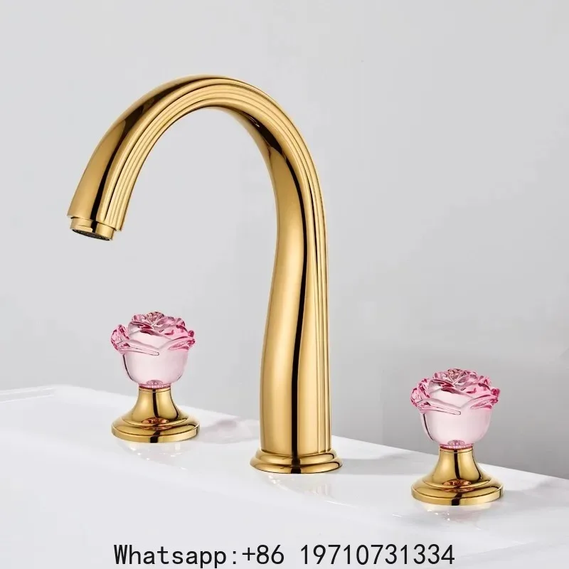 

Luxury Widespeard Basin Faucet BathroomLavotory Faucet Sink Faucet Three Hole Bathroom Art Handle Basin Mixer