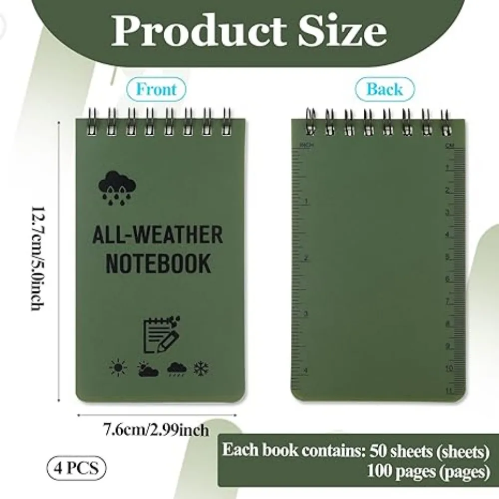 Imagem -06 - Waterproof Mini Pocket Notebook Tactical Note Book All Weather Notepad Camping ao ar Livre para Listar Planejador Escritório Faculdade Escola