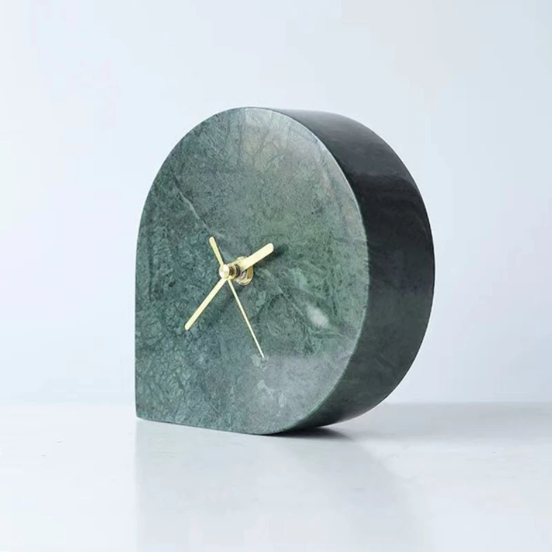 

Creative Table Clock Light Luxury Marble Clocks Miniature Desk Clock Ornaments Living Room Simple Art Decoration Accessories
