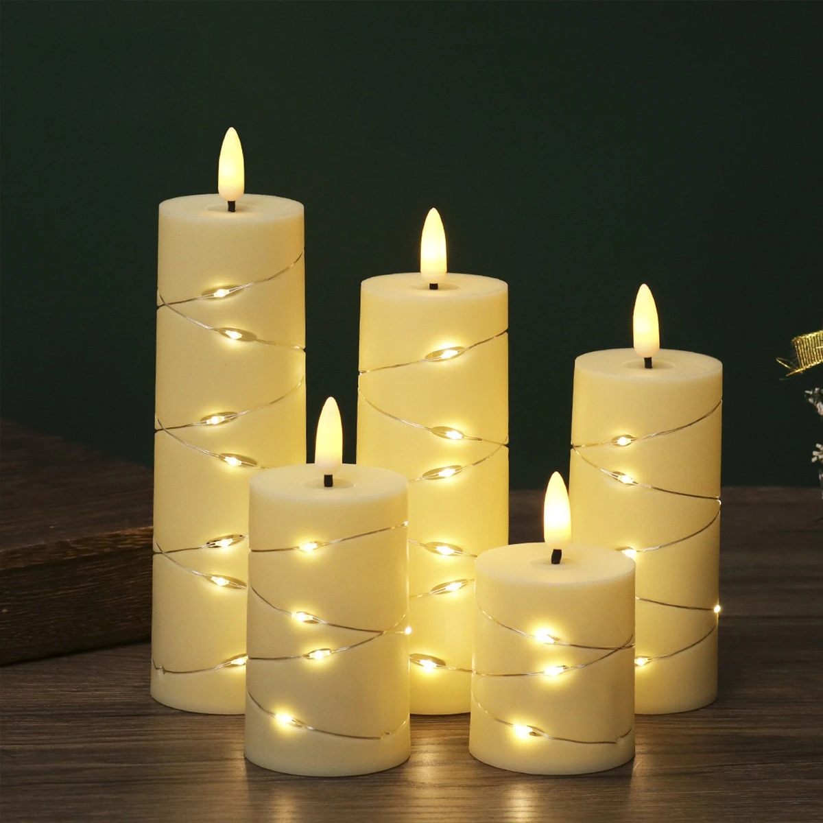Cozy Atmosphere LED  Candle Lights Diameter 5.3cm Battery Powered Flameless Candles Christmas Camping Dining Home Decor