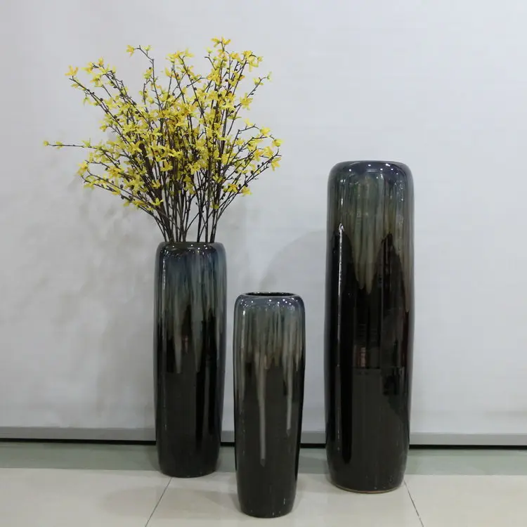 Vase Set Living Room Porch Decoration Flow Glaze Floor Bracket Cylinder  Tall Vasi Neri Grandi 3-piece  Home Large 