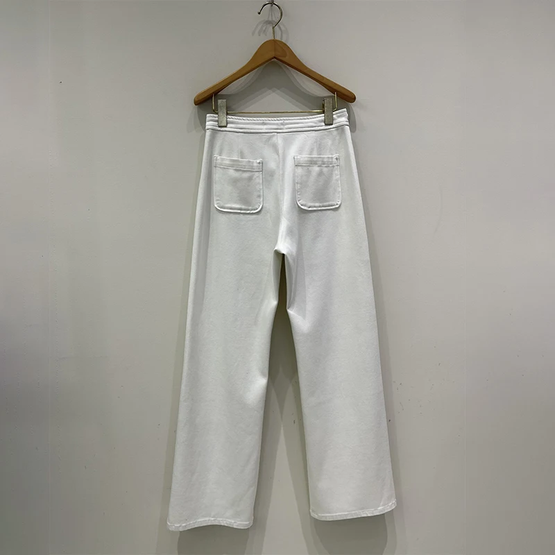 2024AW Fashion Metal Button Straight Simple White jeans Women's Pants Luxury Brand*CEL* Y2k Women's Clothing