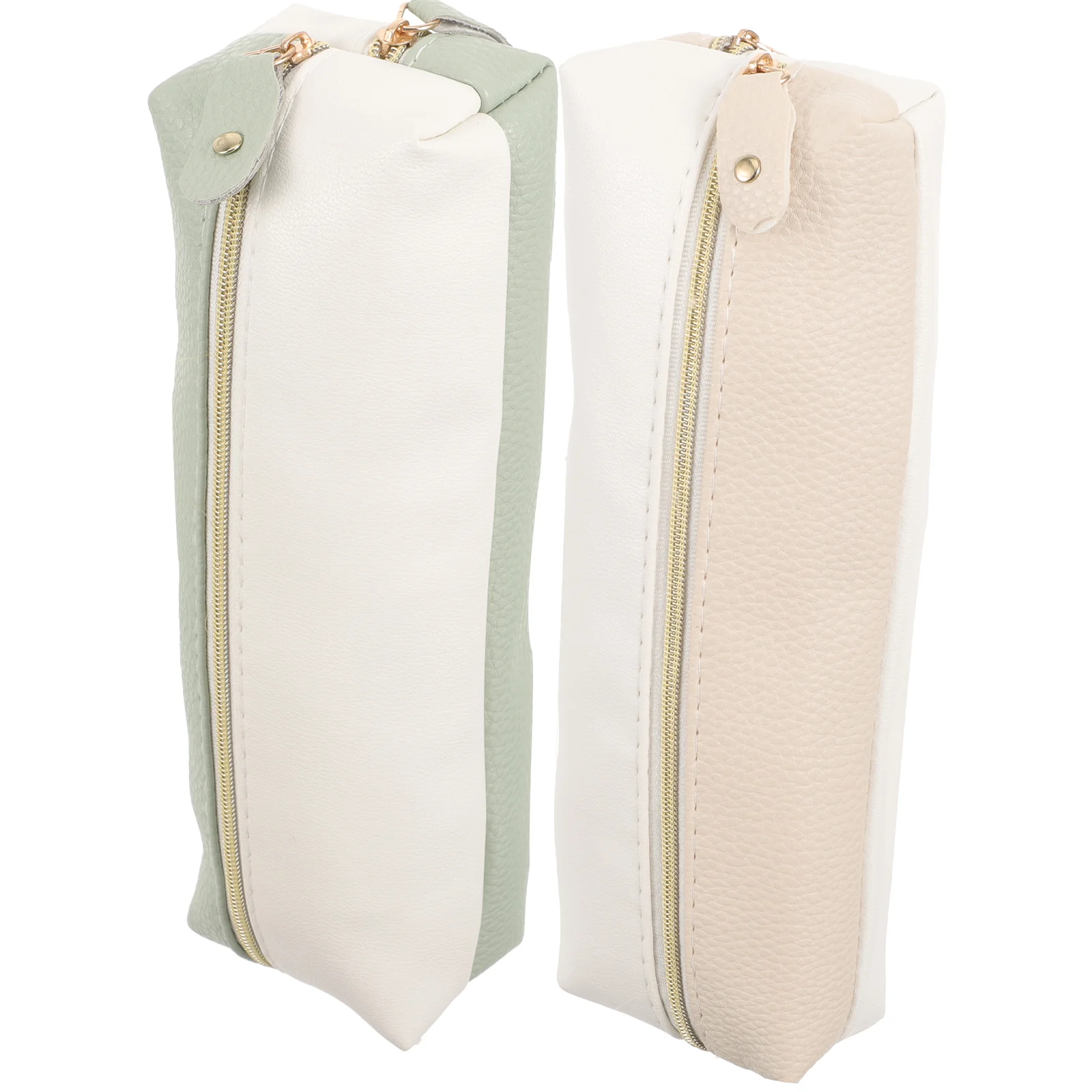 2 Pcs Creative and Simple Double Zipper Pencil Case Pouch for Unisex Students Bag Big Cute Office Multipurpose Small