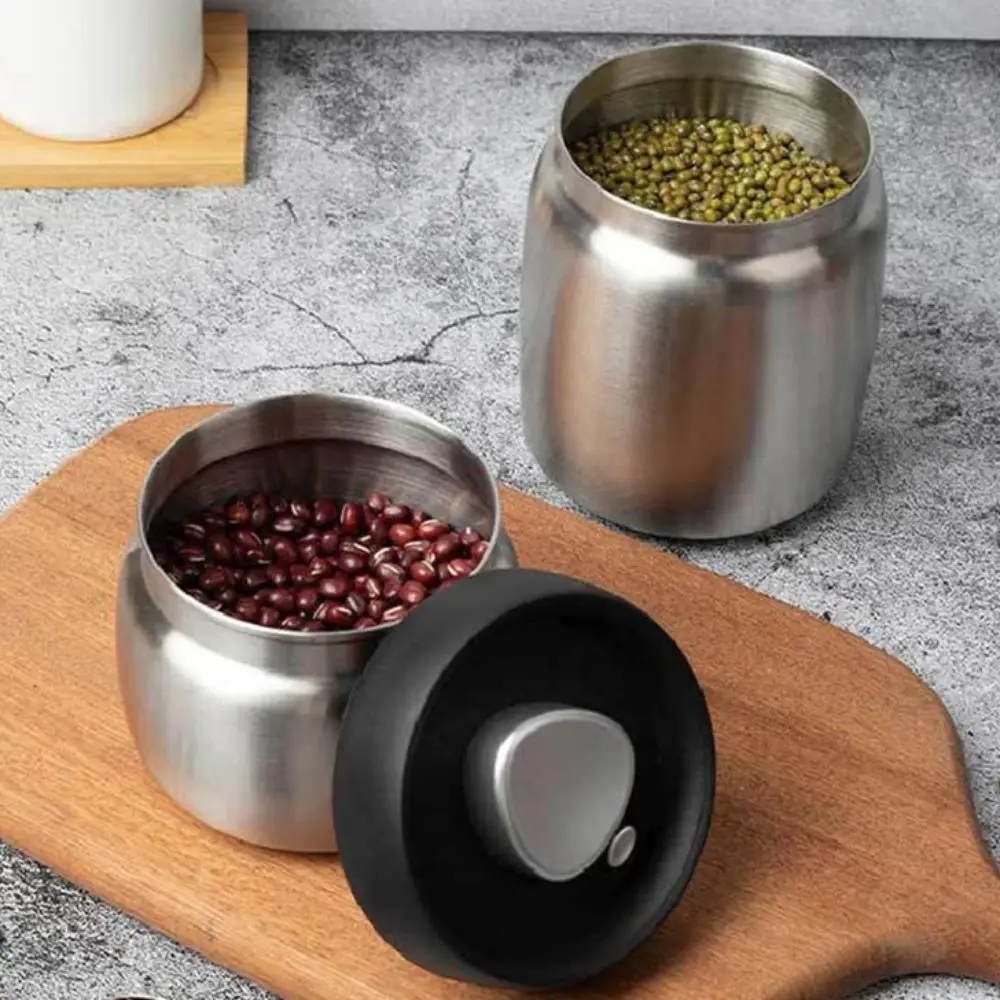 304 الفولاذ المقاوم للصدأ حبوب البن فراغ مختومة إبريق مقاوم للرطوبة محكم تخزين الشاي إبريق إبقاء القهوة الطازجة فراغ علبة #2