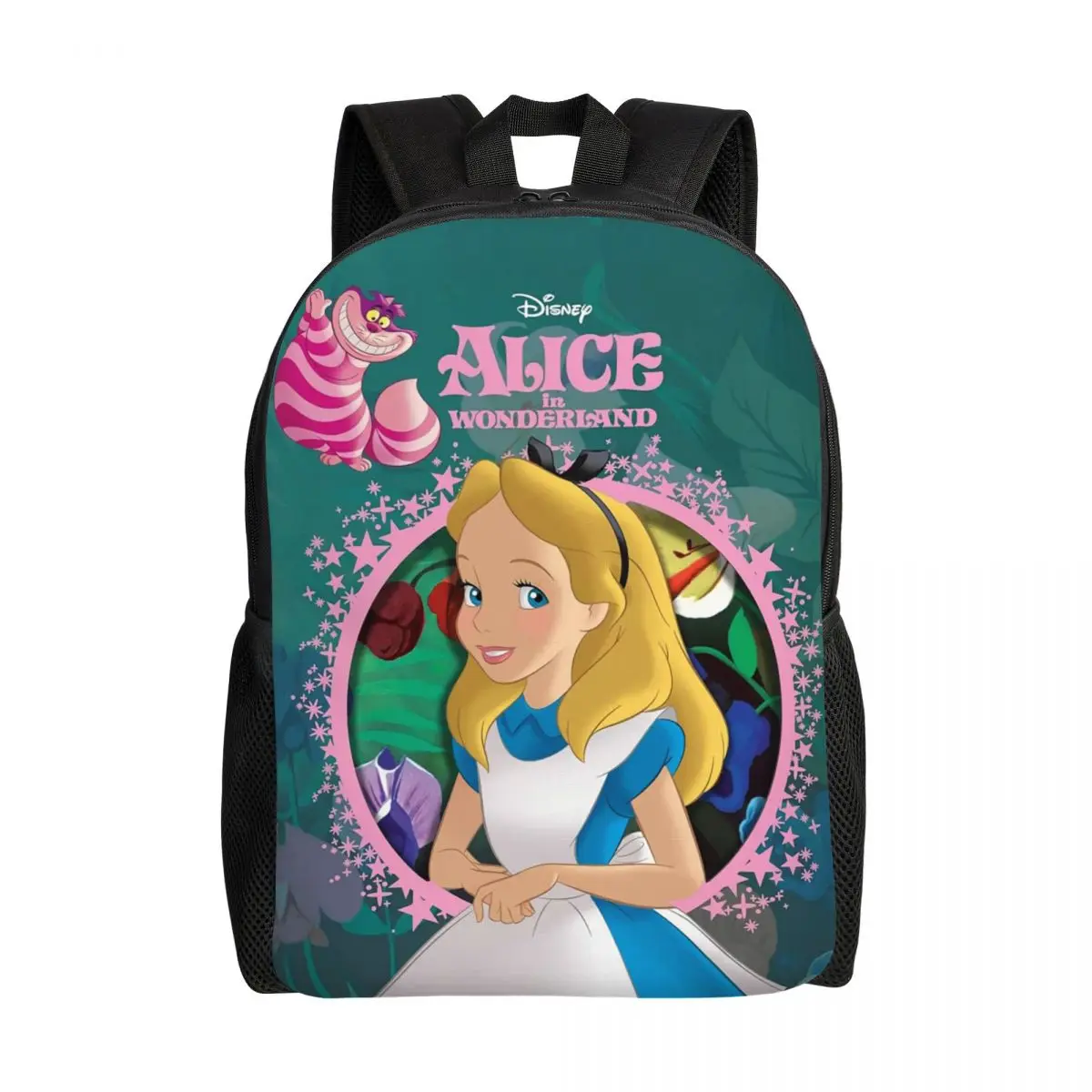 

Custom Cheshire Cat Backpack for Boys Girls Alice In Wonderland Anime College School Travel Bags Bookbag Fits 15 Inch Laptop