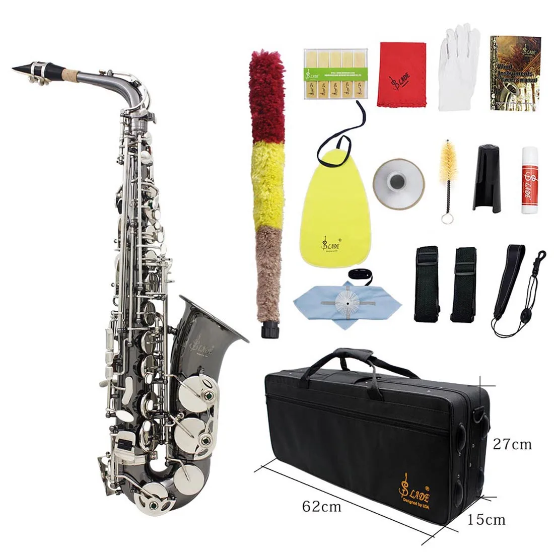 Wind Instrument Good Quality Chinese White Button Sax Profissional Eb Nickel Plated Black Alto Saxophone With Case Bag