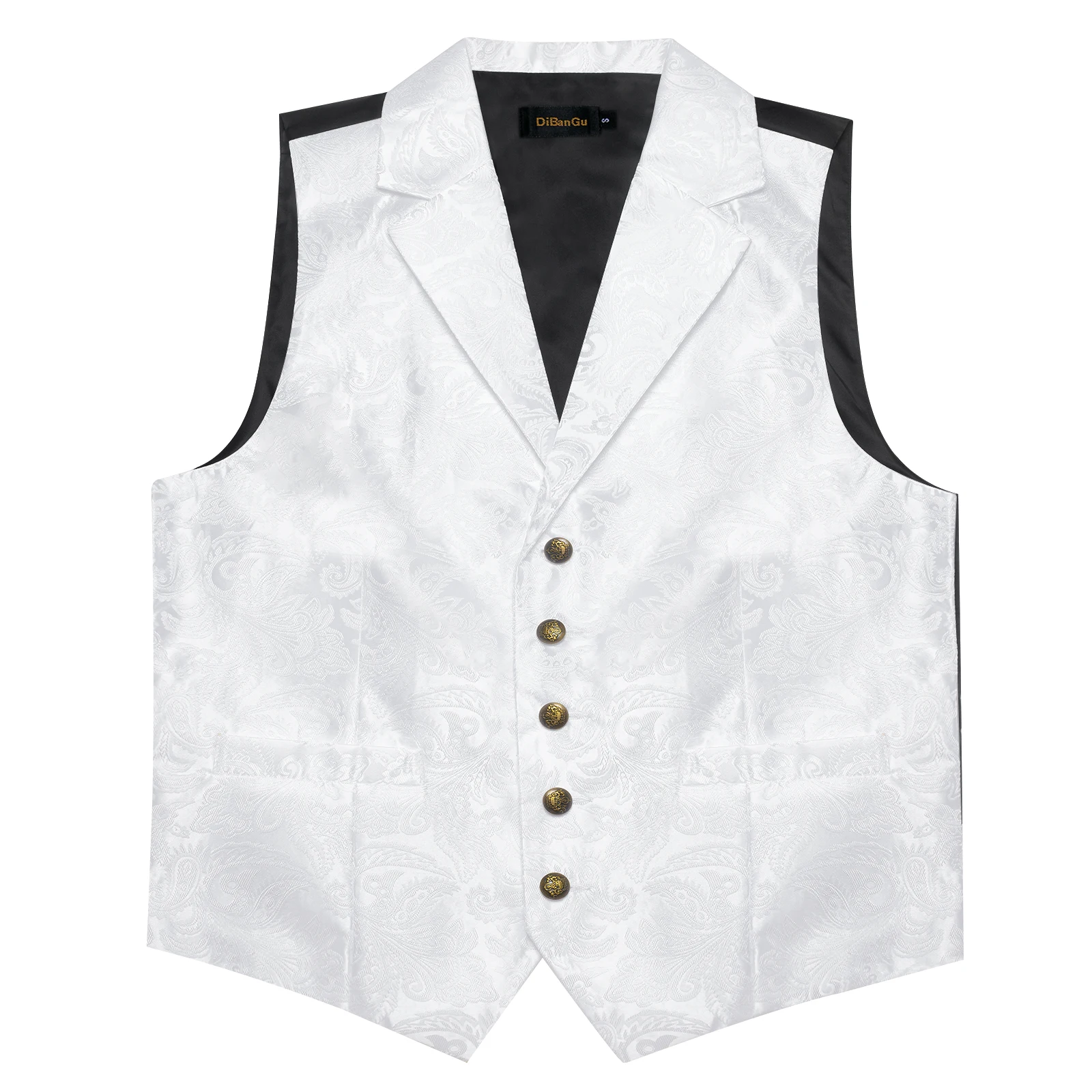 Chaleco de boda blanco puro para hombre, corbata de lazo sólida de lujo, gemelos cuadrados de bolsillo sin mangas, chaleco de negocios de otoño e