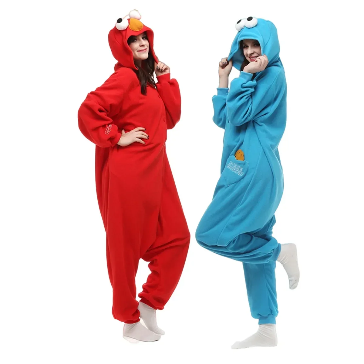 أزياء الهالوين لعام 2025 أزياء دي مونستر Kigurumi Elmo et Cookie pour للبالغين، grenouillORES de dessin animé، بيجامة، الهالوين