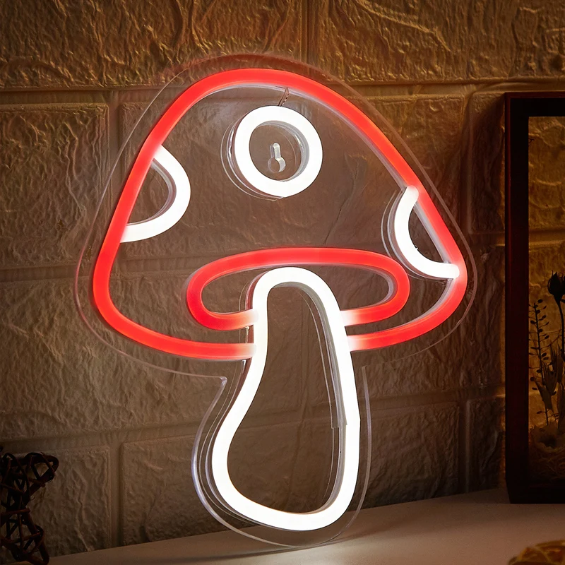 Chi-buy LED Neon Cogumelo USB Alimentado Sinais de Néon Luz Noturna 3D Arte de Parede e Sala de Jogos Quarto Decoração de Festa Lâmpadas Sinais