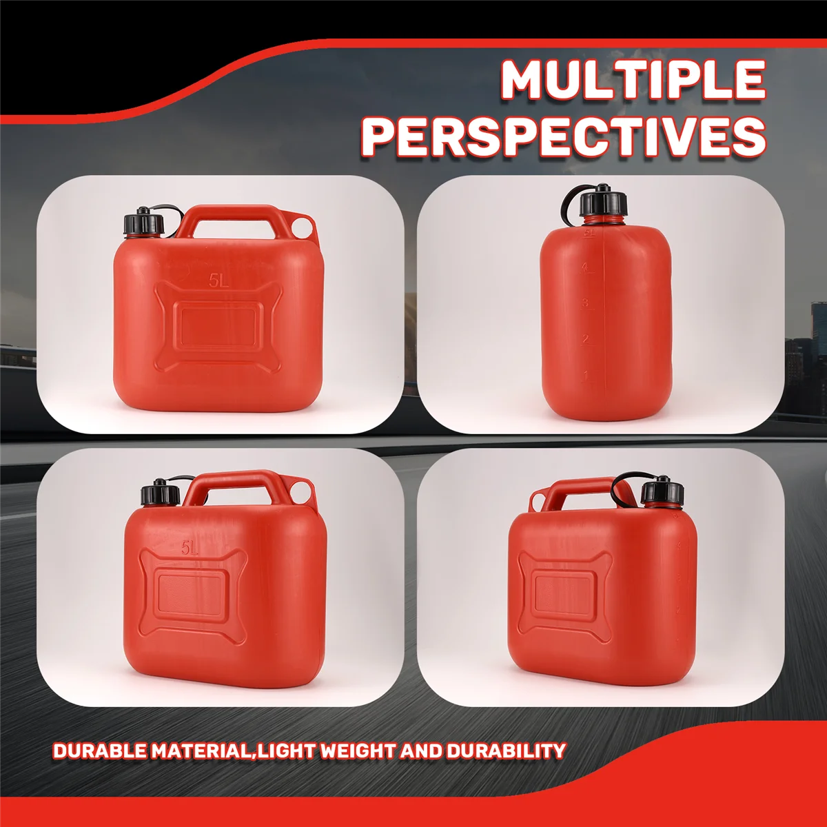 

Hot Sale 5L Car Fuel Tank Can Spare Plastic Petrol Gas Container Anti-Static Fuel Carrier with Pipe for Car Travel
