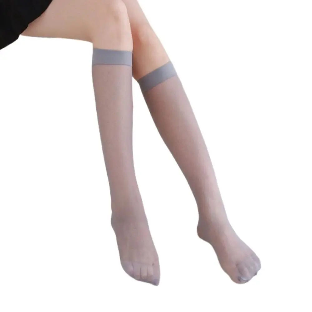 

1 Pair Solid Color Ultra-thin Nylon Stocking Anti-fric Breathable Women Long Socks Sweat-absorbing