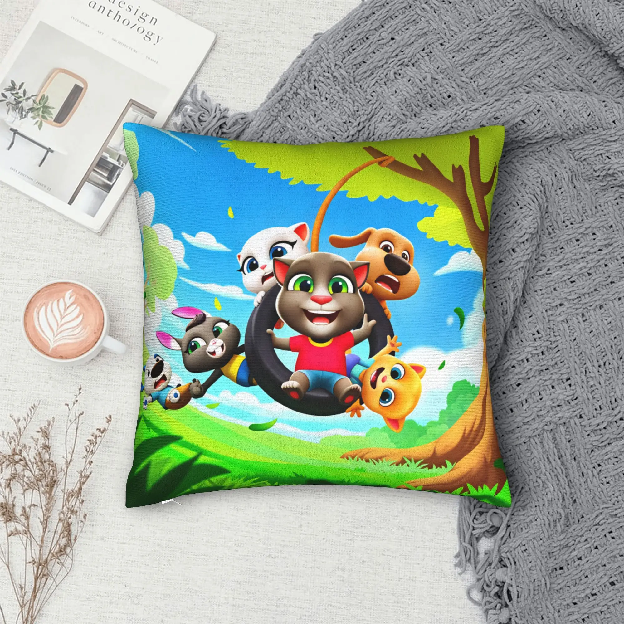 Game T-Talking T-Tom And F-Friends Pillow Cover  Comfy Cushion Cover Morden Pillow Case For Sofa Couch Bed Living Room
