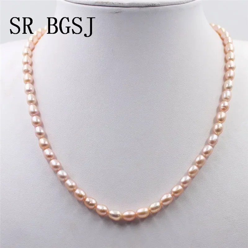 Women Jewelry Natural Rice Freshwater Pearl Knot Necklace Braclet Earrings Pearl Set