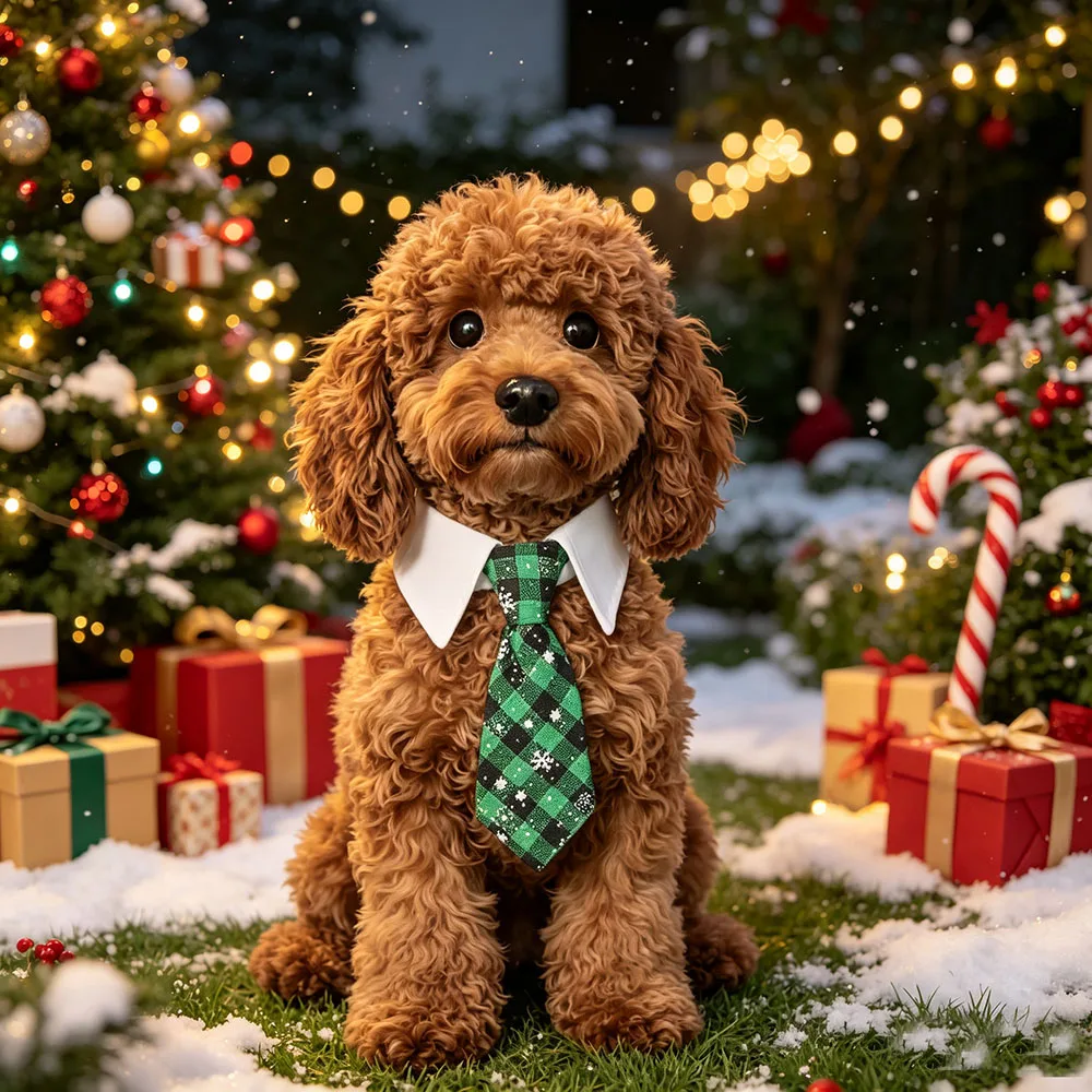 Christmas Dog Necktie , Red Green Pet Christmas Neck Tie Collar for Small Medium Large Dogs Pets