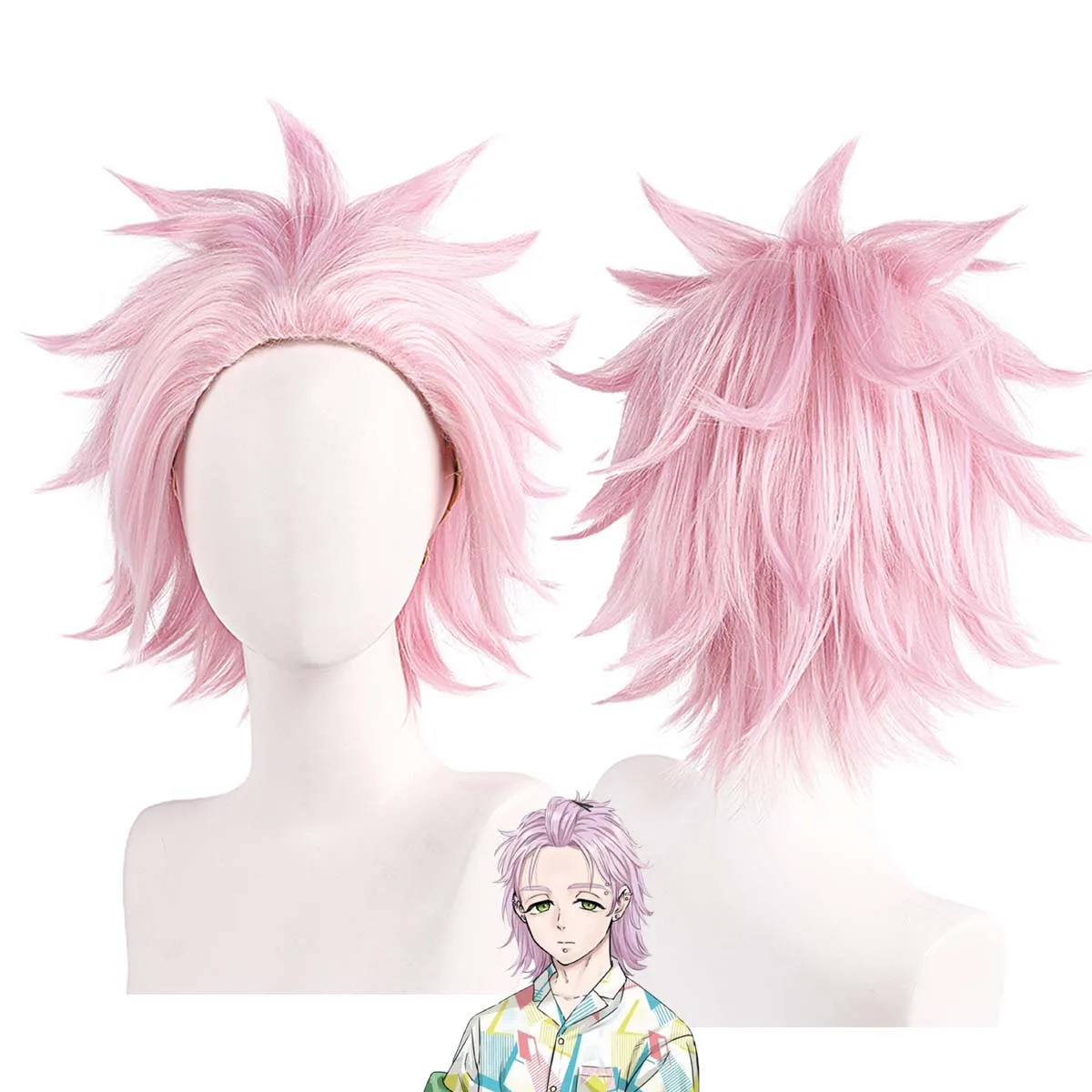 Men Anime Wind Breaker Kiryu Mitsuki Pink Wig for Comic Con Coser Party