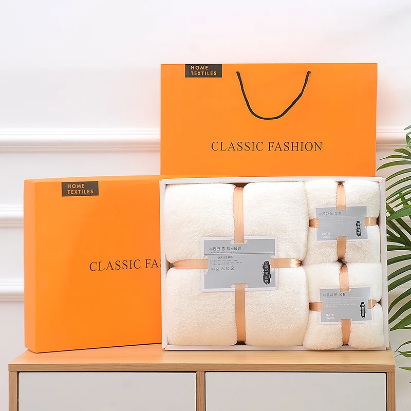

Coral velvet towel bath towel 3 gift box set gift towel