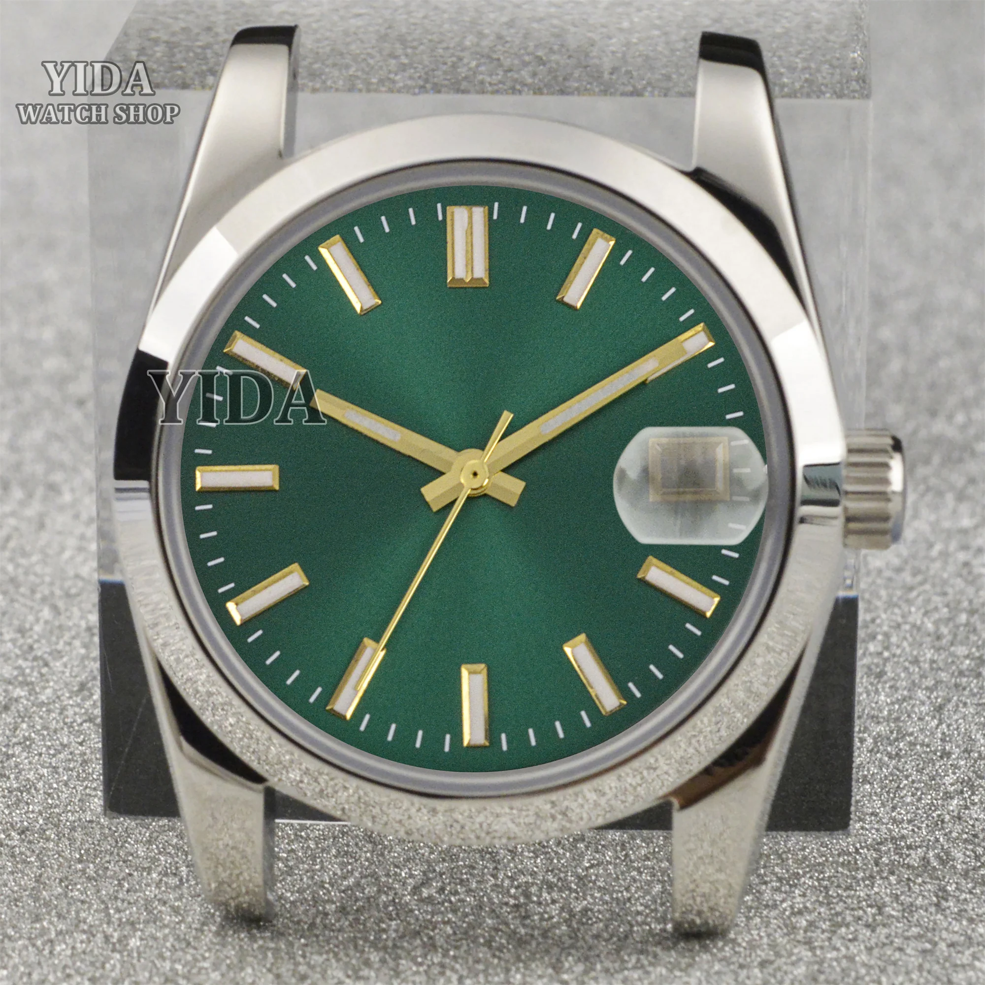 Caja NH35 de 36/39mm, manecillas luminosas, piezas de reloj de cristal de zafiro de acero inoxidable para reemplazo de movimiento automático Datejust NH35