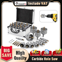 Podofo 16pcs TCT Hole Saw Drill Bits Set 16-57mm 12 Different Sizes Carbide Tipped Metal Core Drill Bit Hole Saw Cutter With Box