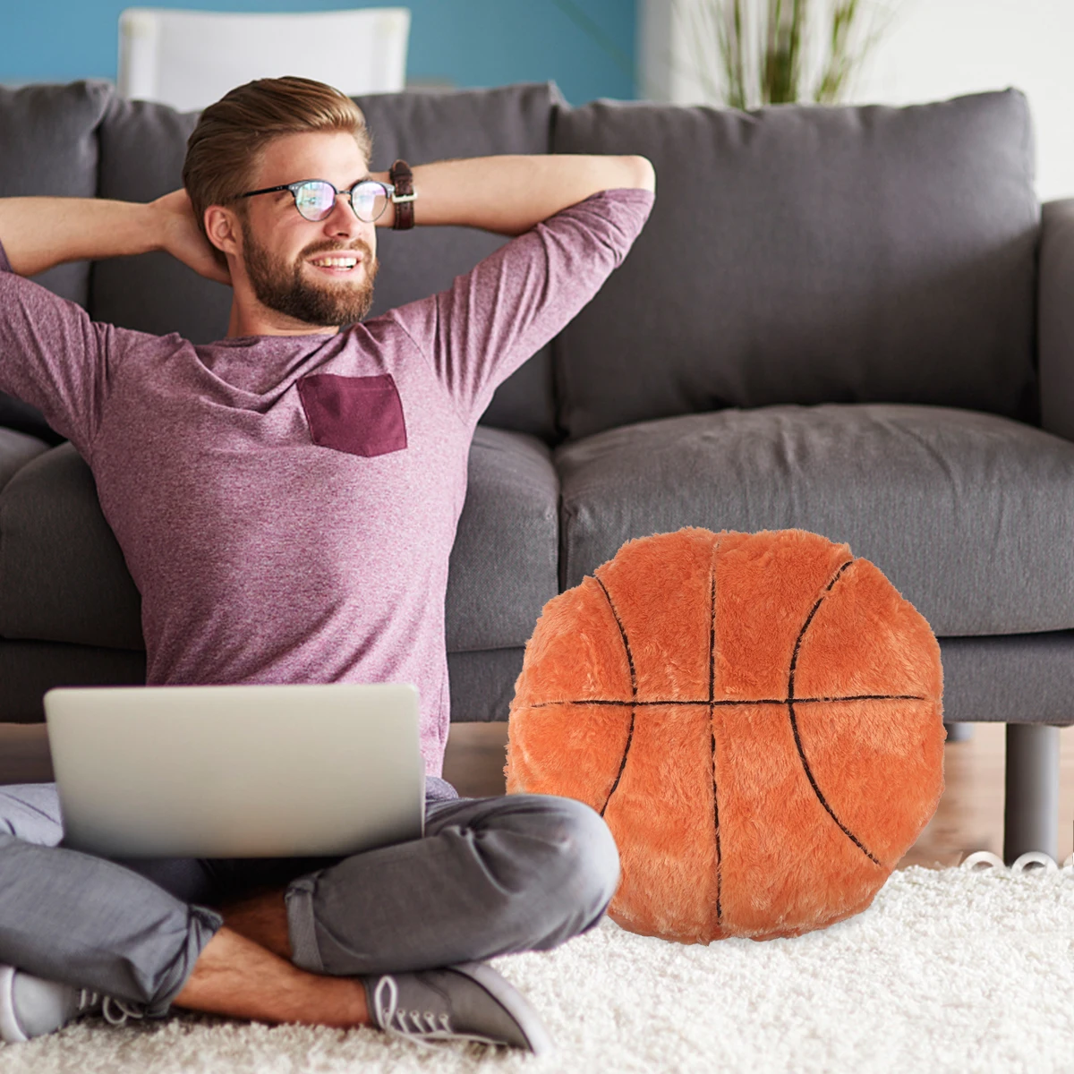 1Pcs 35Cm Basketball Theme Throw Cushion for Sofa Bed Decor Kitchen Dining Room Mall Hotel Restaurant Shelf Auto