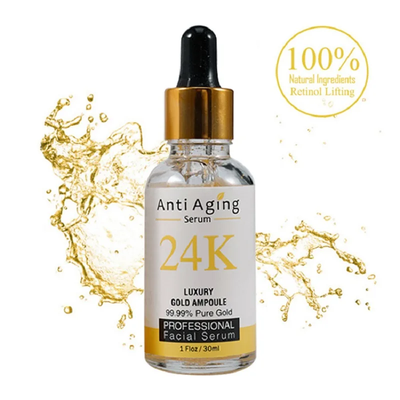 

30ml/100ml 24K Gold Luxury Essence Moisturizer Face Serum Shrinking Pores Moisturizing Skin Care Product