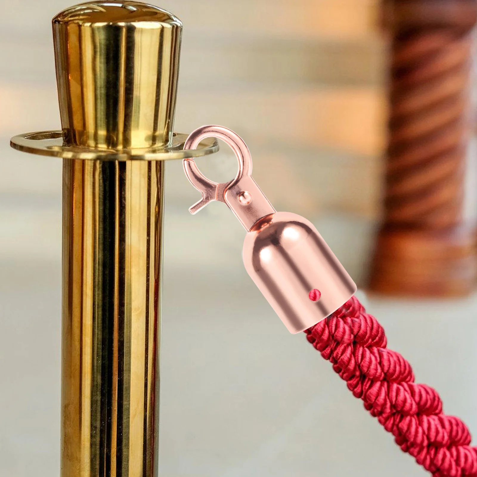 

2Pcs Stanchion Rope Hook Sleek Color Stainless Steel Crowd Control Barrier Rope End Cap Stanchion Cord Lock Cord Locks