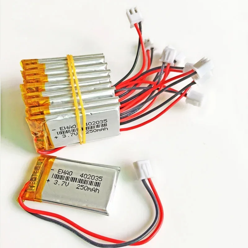 

10 PCS 3.7V 250mAh Lithium Polymer LiPo Rechargeable Battery + JST 2.54mm 2pin Plug Handheld GPS Mp3 GPS Bluetooth Recorder