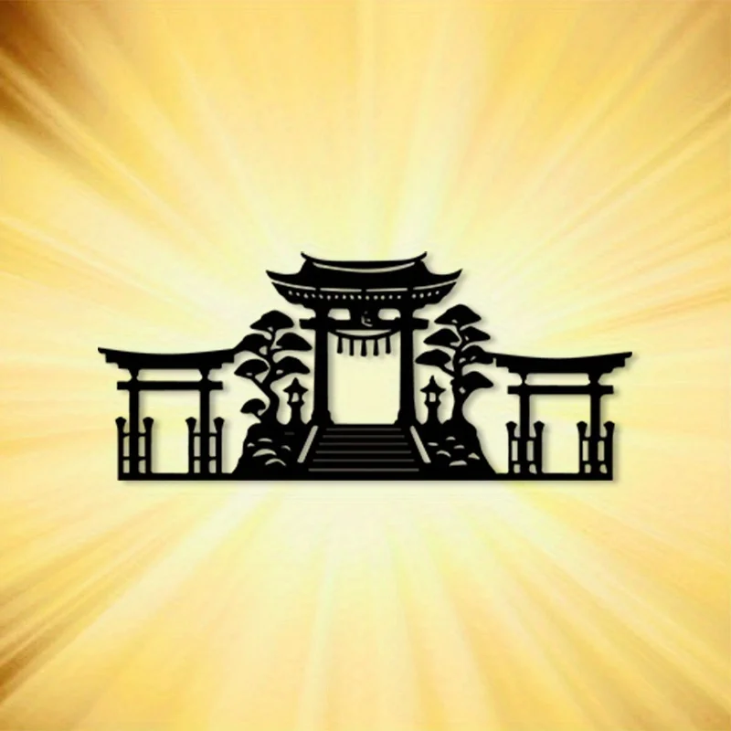 Vintage Shinto Gate Metal Wall Art Iron Japanese Torii Sculpture Living Room Hanging Mural Zen Christmas Outdoor Decor Gift
