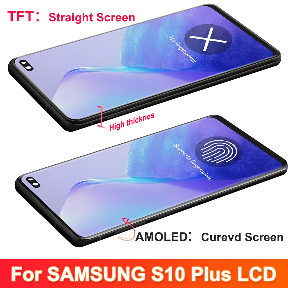 Screen for Samsung Galaxy S10 Plus S10+ G975 G975F Lcd Display Digital Touch Screen with Frame for Samsung Galaxy S10 Assembly