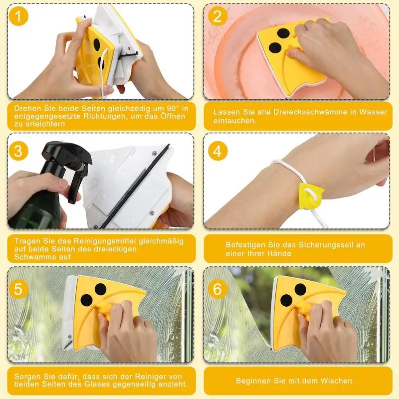Double-Side Magnetic Glass Cleaner Window Wiper Household Window Cleaner Tool for Cleaning Window Thicknesses from 3-8mm