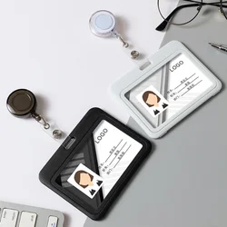 Custodia protettiva per targhetta identificativa sul petto in plastica per personale, custodia per carta da lavoro con clip, bobina per badge, custodia protettiva per porta badge per dipendenti in ufficio