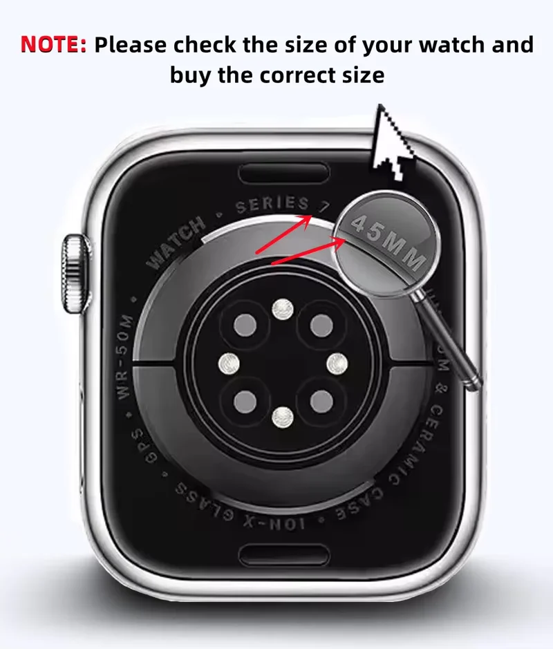 Displayschutzfolie für Apple Watch 45mm 44mm 40 41 42 46mm PC Vorder- und Rückseiten-Schutzhülle iWatch 11 10 9 8 7 SE 6 Umrüstung auf Ultra – Detail 1