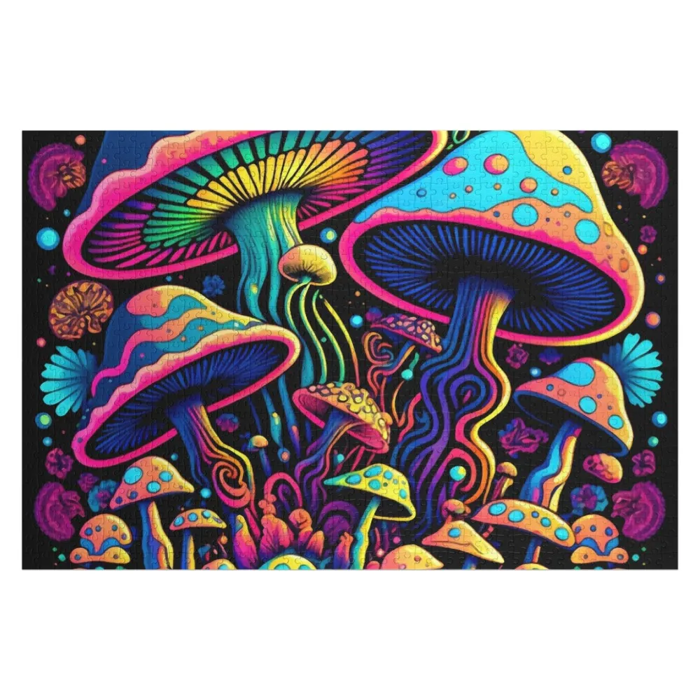 

Пазл с изображением психоделических грибов, персонализированные игрушки для детей, деревянный пазл с именем, именной пазл с именем на заказ