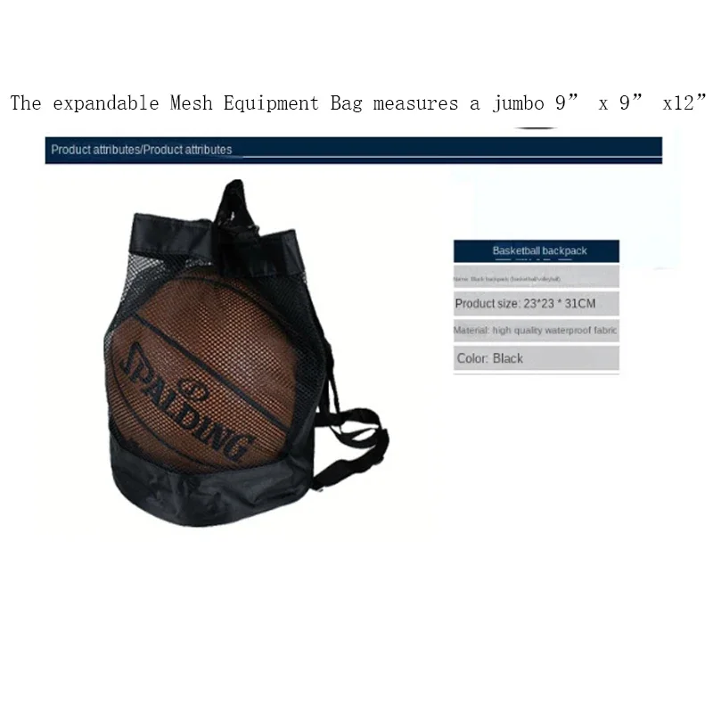 Foldable Basketball Bag Mesh Drawstring Ball Sport Equipment Bag Soccer Gym Bag for  Volleyball Baseball Swimming Beach Pack