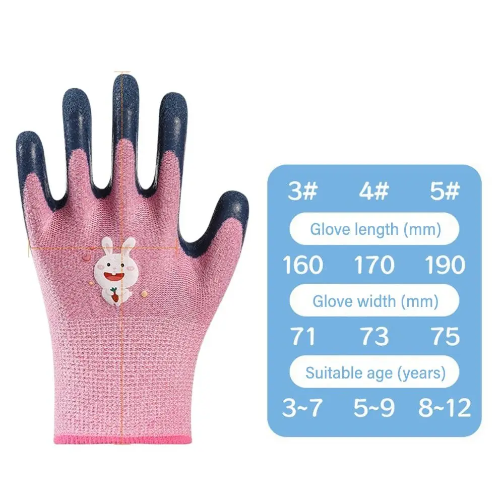 Cartoon Animal Kids Work Gloves Multi-purpose Pink Blue Yellow Gardening Glove Camping Wear Resistant Latex Coated Gloves