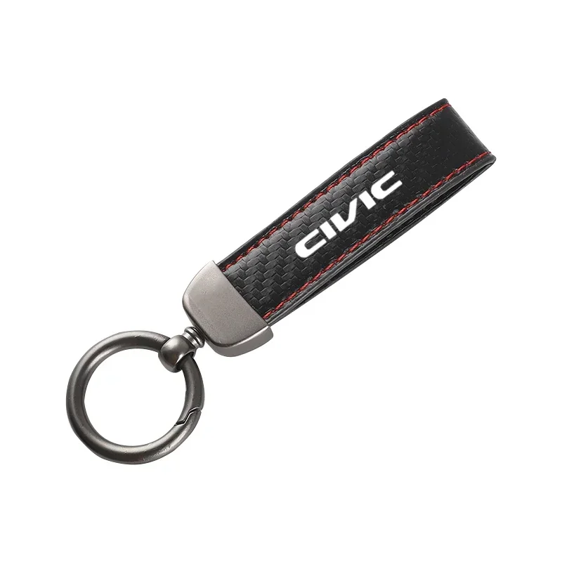 Leather car keychain horseshoe buckle jewelry key chain for Honda CIVIC 10th gen 8th gen with logo  Car Accessories