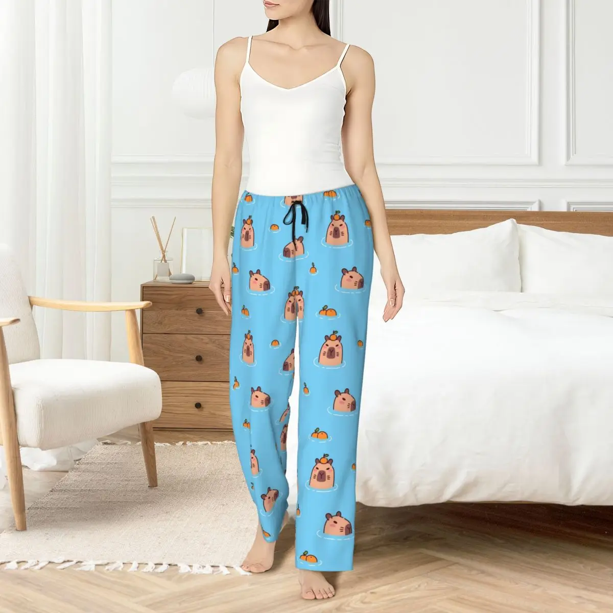 

Custom Womens Capybara Pajama Pants Printed Cute Anime Sleep Sleepwear Bottoms with Pockets